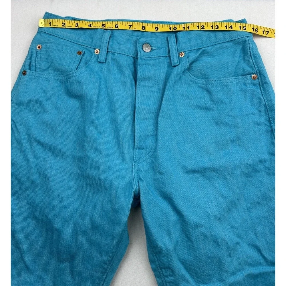 Levi's 501XX Jeans Button Fly Jeans Blue Teal Denim Pants Men's 34x36 Fits 32x29